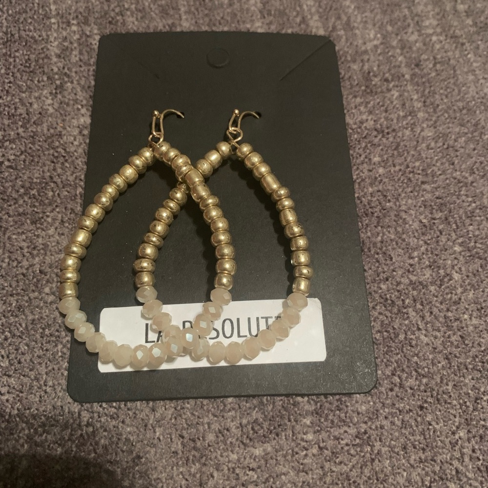 White & Gold Earrings